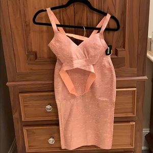 Metallic pink bandage outfit